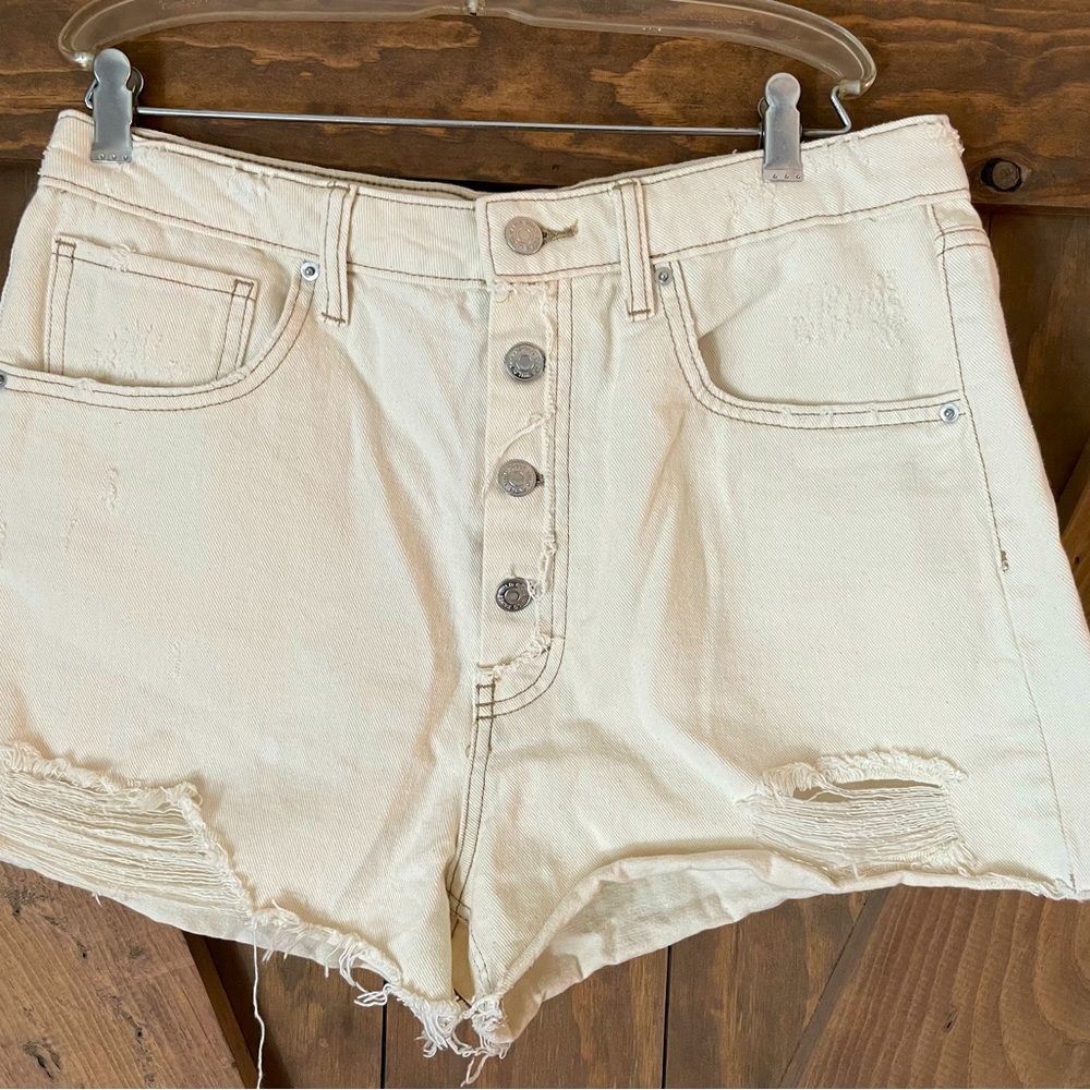 Cream colored high rise shorts